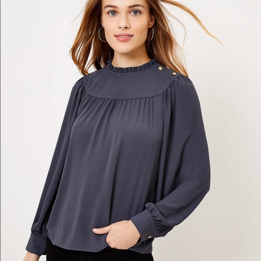Loft Ruffle Bib Blouse Top Ultra Feminine NEW MSRP $59 XXS-L